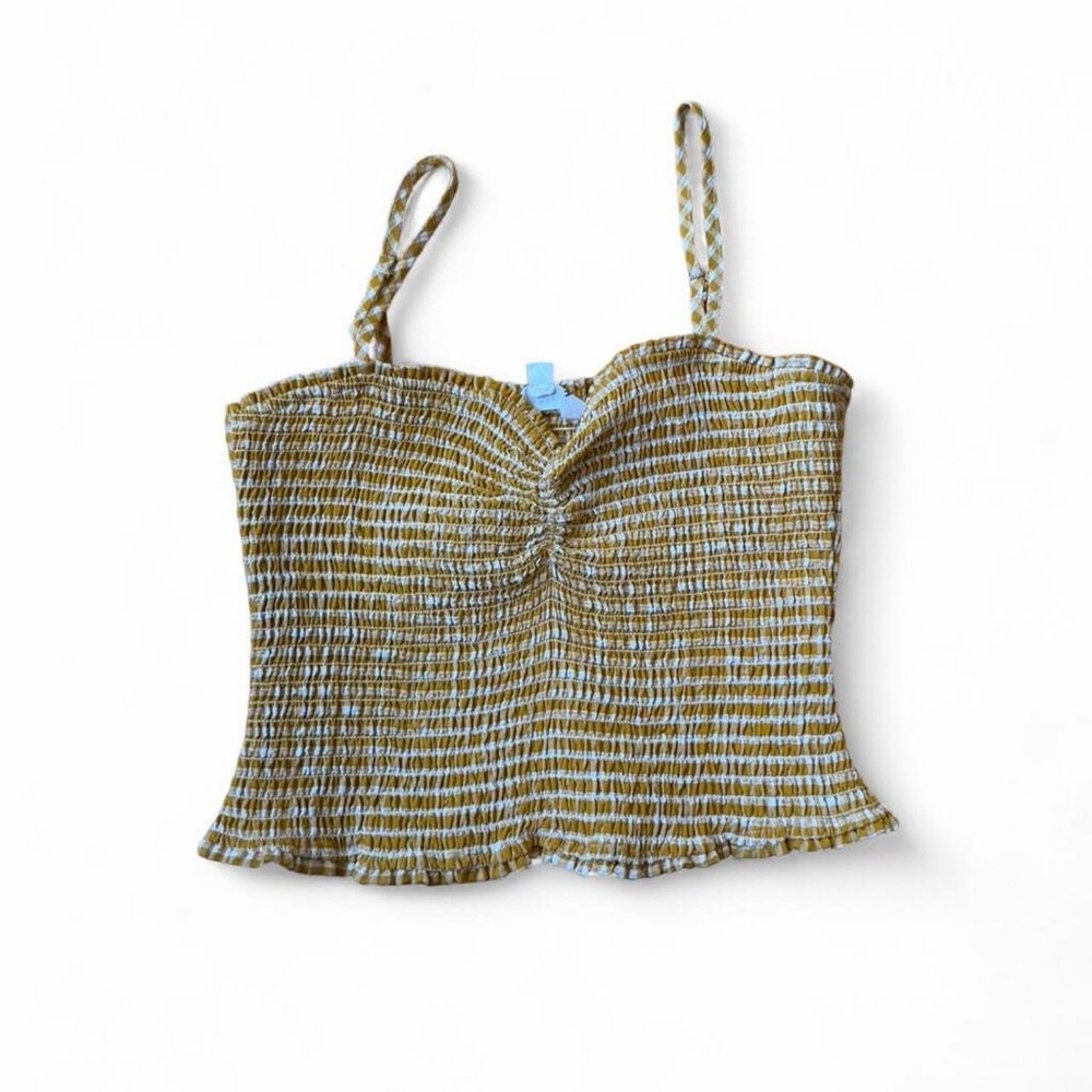BB Dakota Pale Yellow Smocked Camisole Crop
